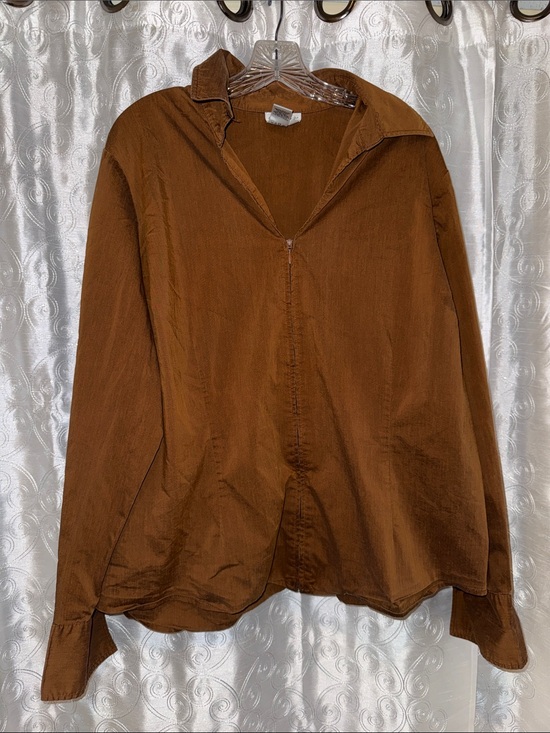 Coldwater Creek Tops - Coldwater Creek Warm Rust Brown Zip Up Blouse Women’s Size 2X 🔥 G1
